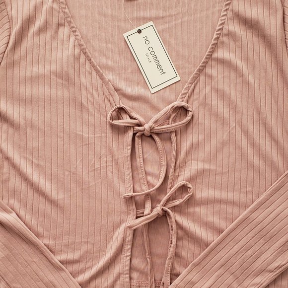 NO COMMENT Tie Front Top - Picture 3 of 5